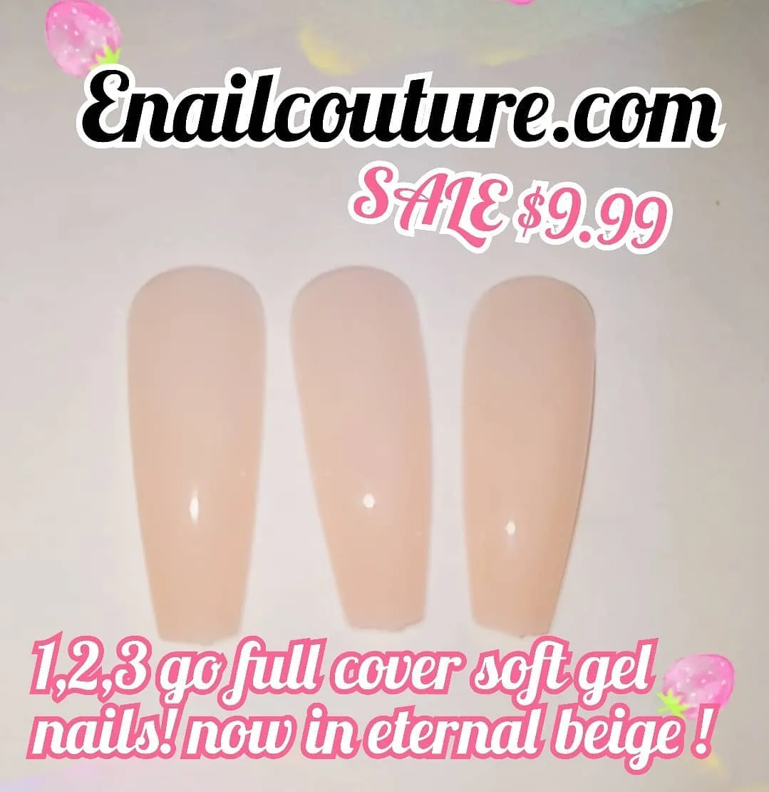 123 Go! Nails (pre made full coverage gel nail tips) (Full Cover False Nail Artificial Gel Nails Tip, False Nails)