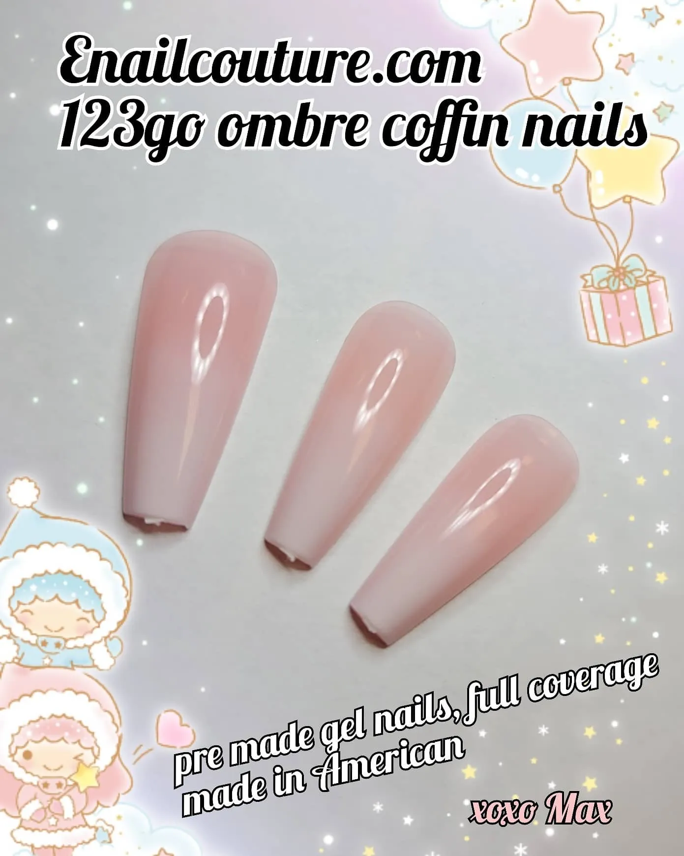 123 Go! Nails (pre made full coverage gel nail tips) (Full Cover False Nail Artificial Gel Nails Tip, False Nails)