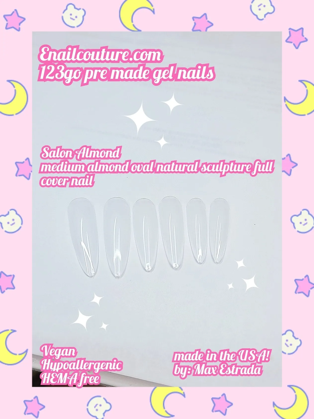 123 Go! Nails (pre made full coverage gel nail tips) (Full Cover False Nail Artificial Gel Nails Tip, False Nails)