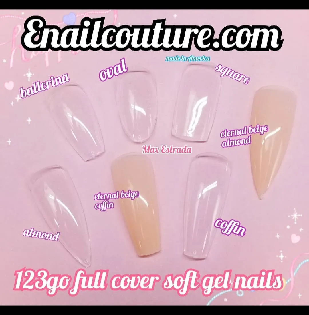 123 Go! Nails (pre made full coverage gel nail tips) (Full Cover False Nail Artificial Gel Nails Tip, False Nails)