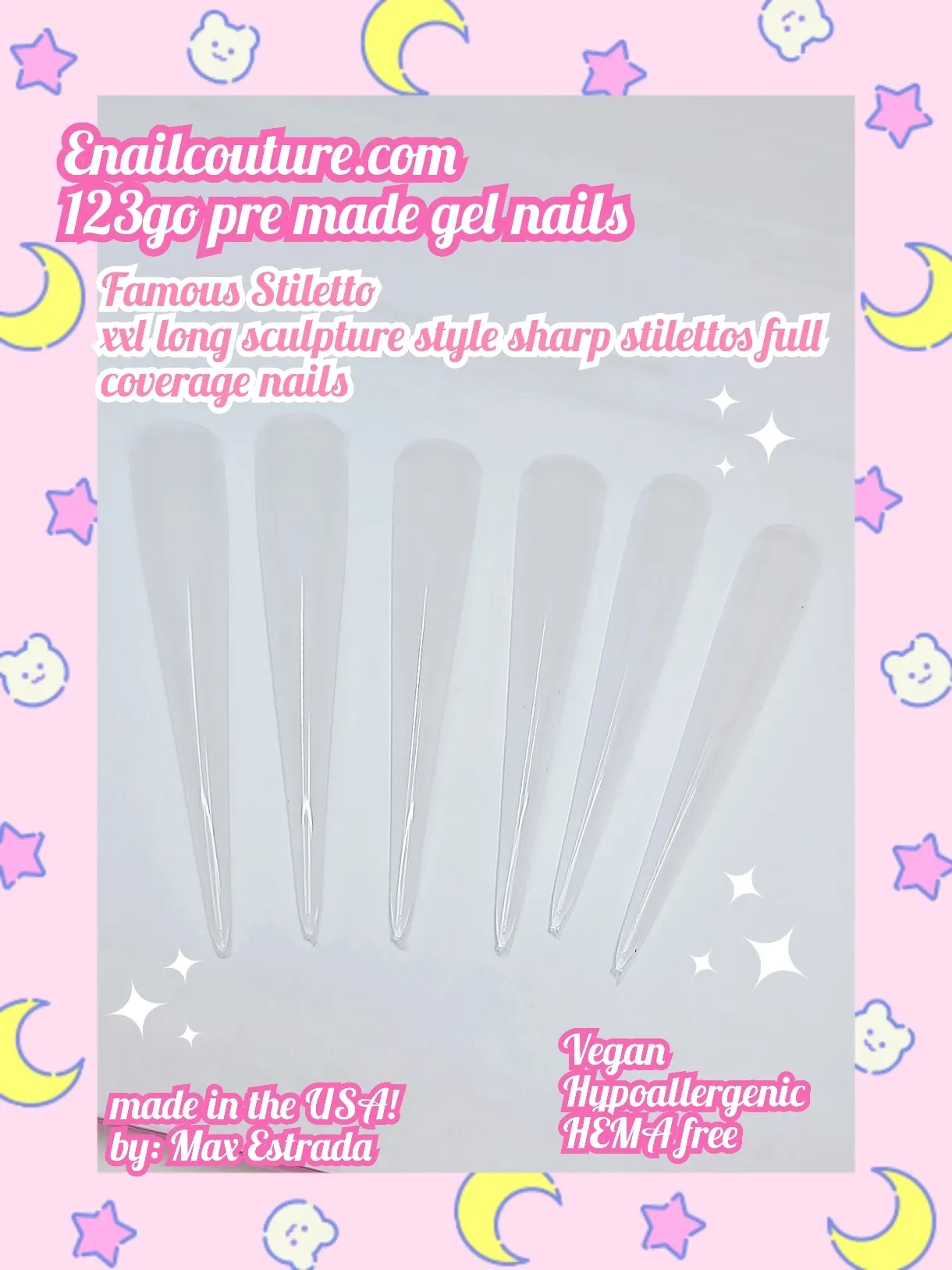 123 Go! Nails (pre made full coverage gel nail tips) (Full Cover False Nail Artificial Gel Nails Tip, False Nails)