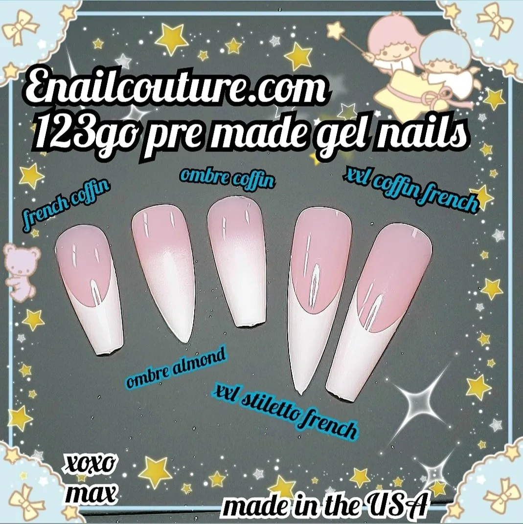 123 Go! Nails (pre made full coverage gel nail tips) (Full Cover False Nail Artificial Gel Nails Tip, False Nails)