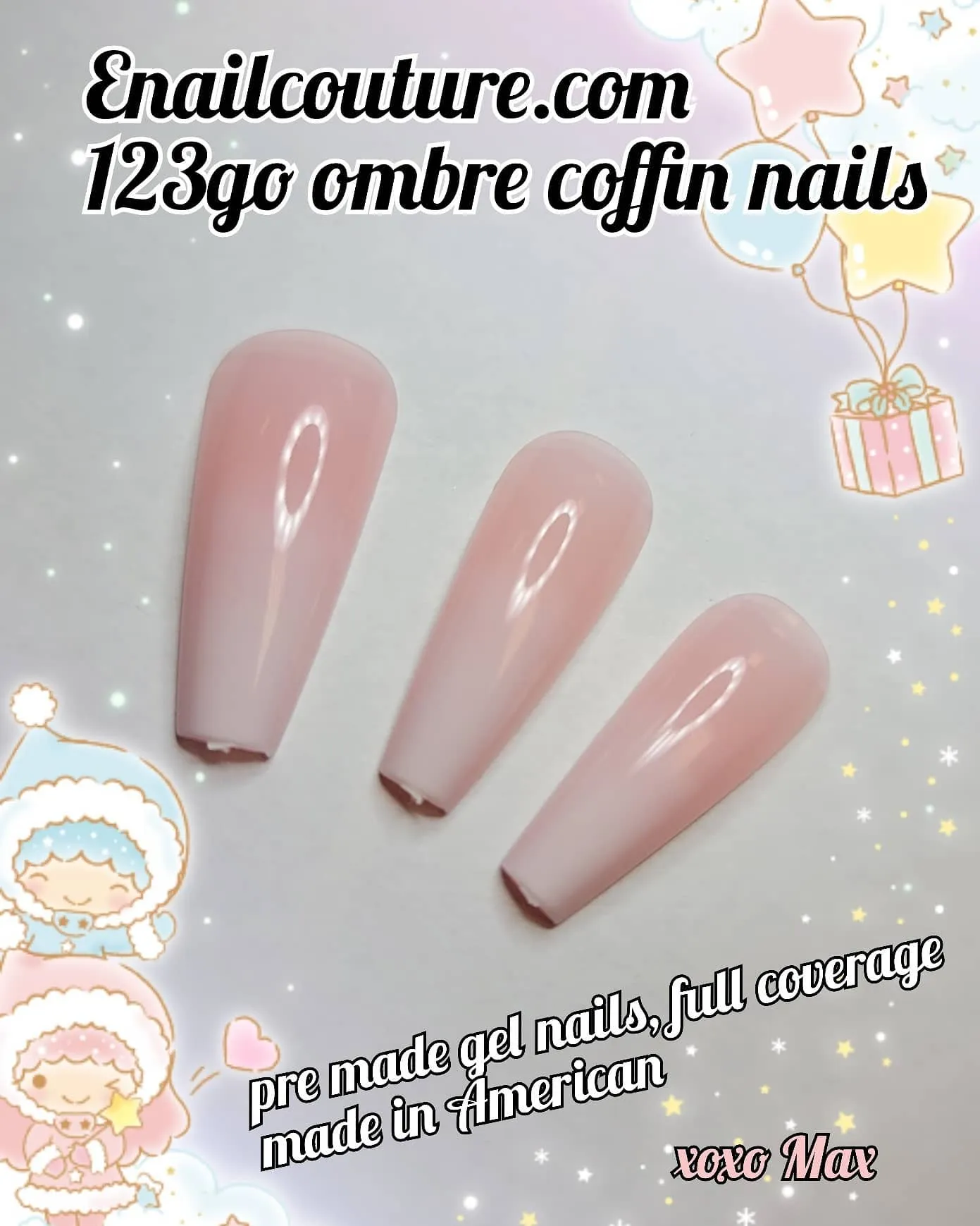 123 Go! Nails (pre made full coverage gel nail tips) (Full Cover False Nail Artificial Gel Nails Tip, False Nails)