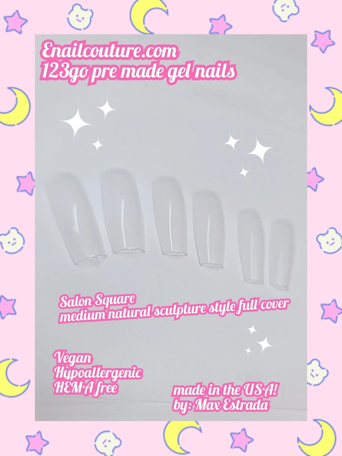 123 Go! Nails (pre made full coverage gel nail tips) (Full Cover False Nail Artificial Gel Nails Tip, False Nails)