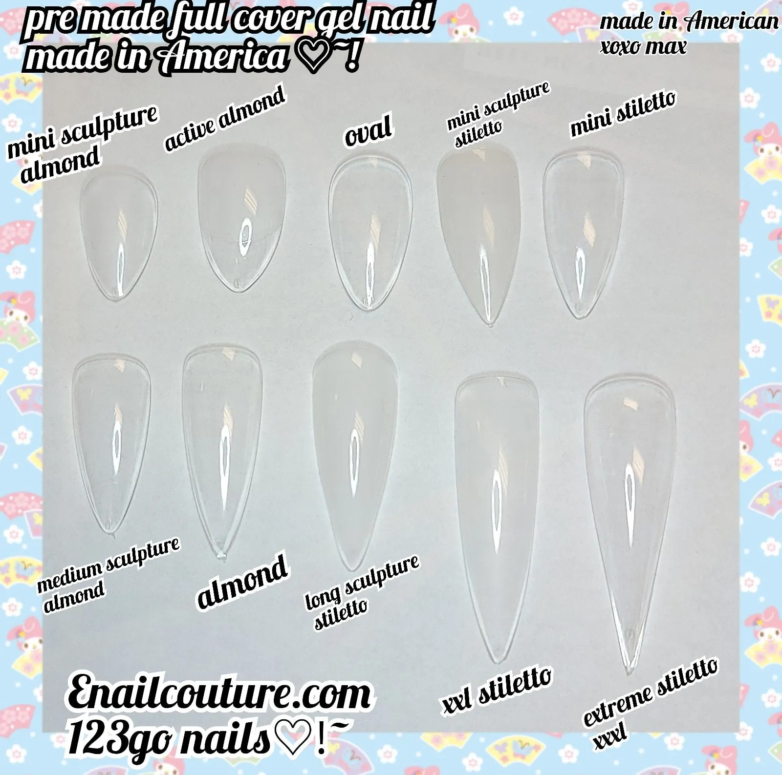 123 Go! Nails (pre made full coverage gel nail tips) (Full Cover False Nail Artificial Gel Nails Tip, False Nails)