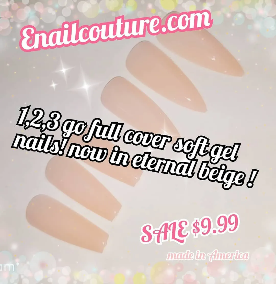 123 Go! Nails (pre made full coverage gel nail tips) (Full Cover False Nail Artificial Gel Nails Tip, False Nails)