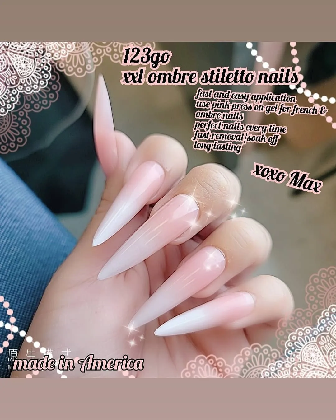 123 Go! Nails (pre made full coverage gel nail tips) (Full Cover False Nail Artificial Gel Nails Tip, False Nails)