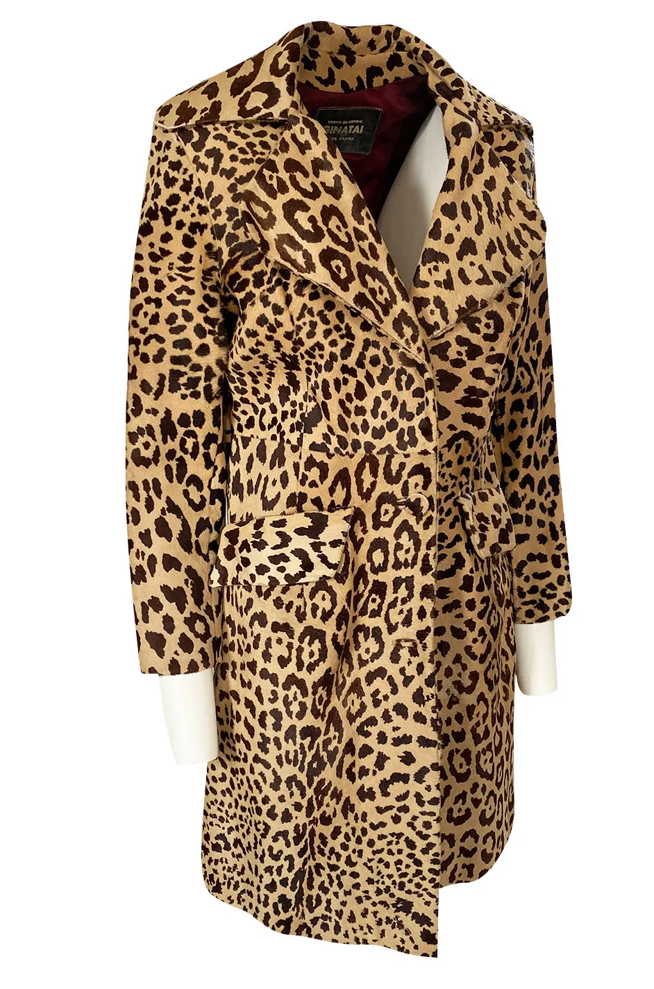 1960s Ginatai Mexican Leopard Print Pony Coat w Flap Pockets