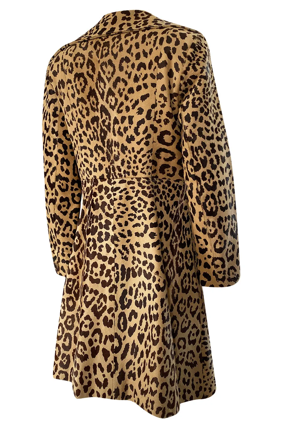 1960s Ginatai Mexican Leopard Print Pony Coat w Flap Pockets