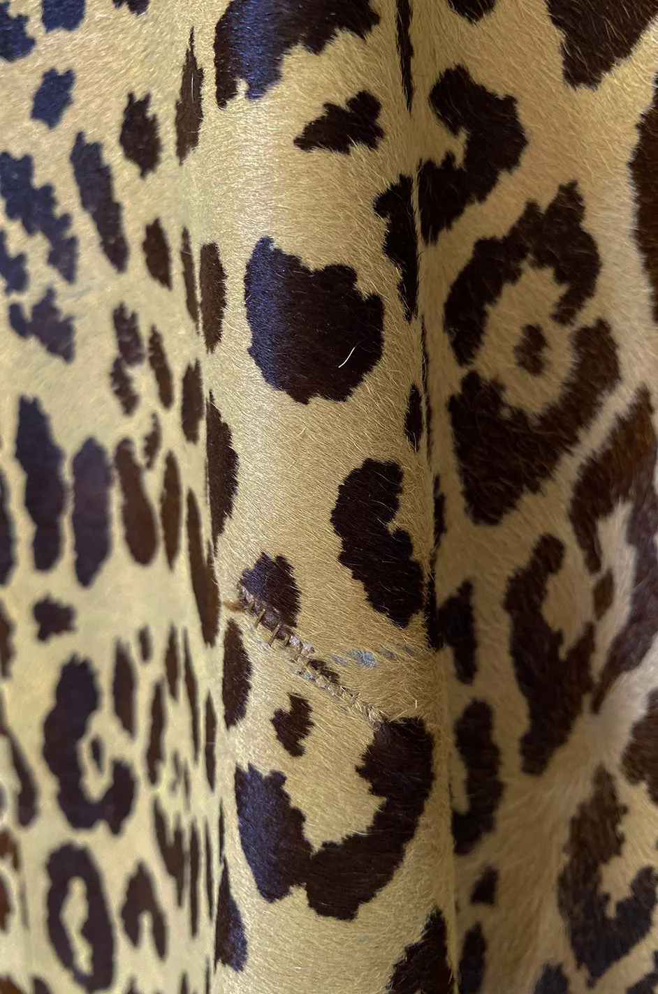 1960s Ginatai Mexican Leopard Print Pony Coat w Flap Pockets