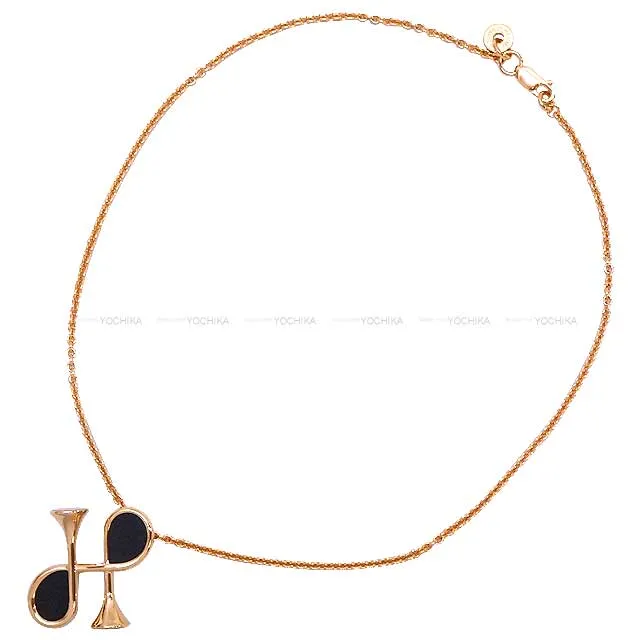 2023 AW NEW HERMES necklace Cor H Horm motif Noir (Black) Rose Gold HW[BRAND NEW][Authentic]