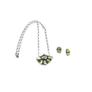 2024 BLACK FRIDAY - Single Stone Palomino Cluster Necklace & Stud Set