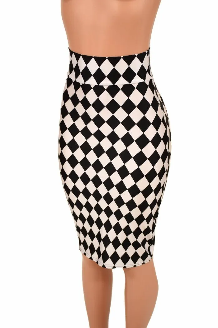 27" Diamond Print Pencil Skirt