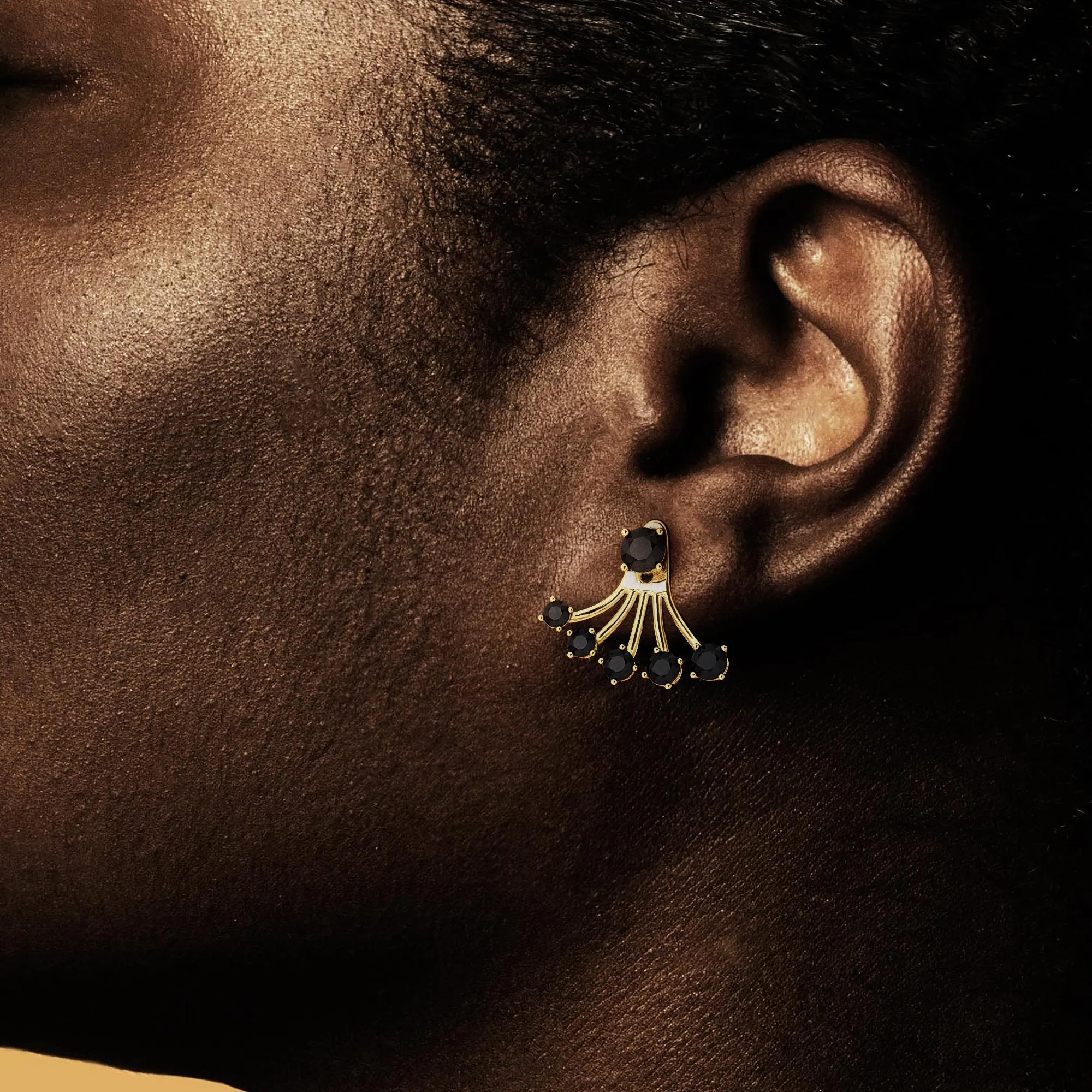 Blackbird Natura Black Diamonds Yellow Gold Alternative Earrings