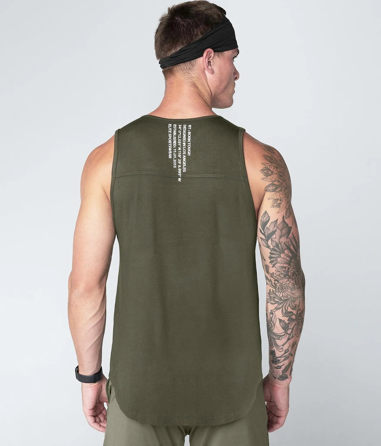 Born Tough Core Fit Military Green Athletic Tank Top for Men