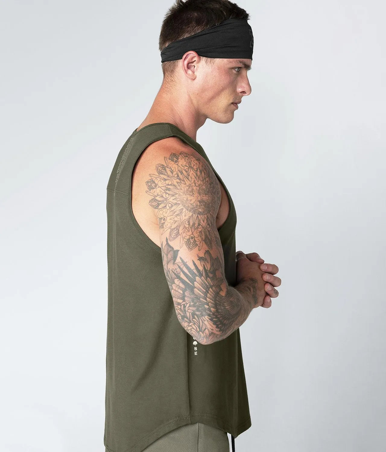 Born Tough Core Fit Military Green Athletic Tank Top for Men