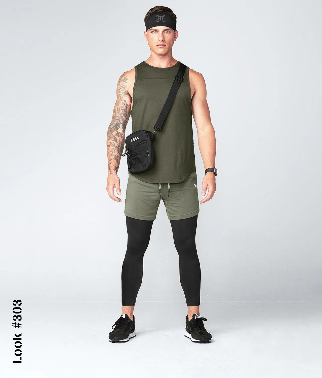 Born Tough Core Fit Military Green Athletic Tank Top for Men