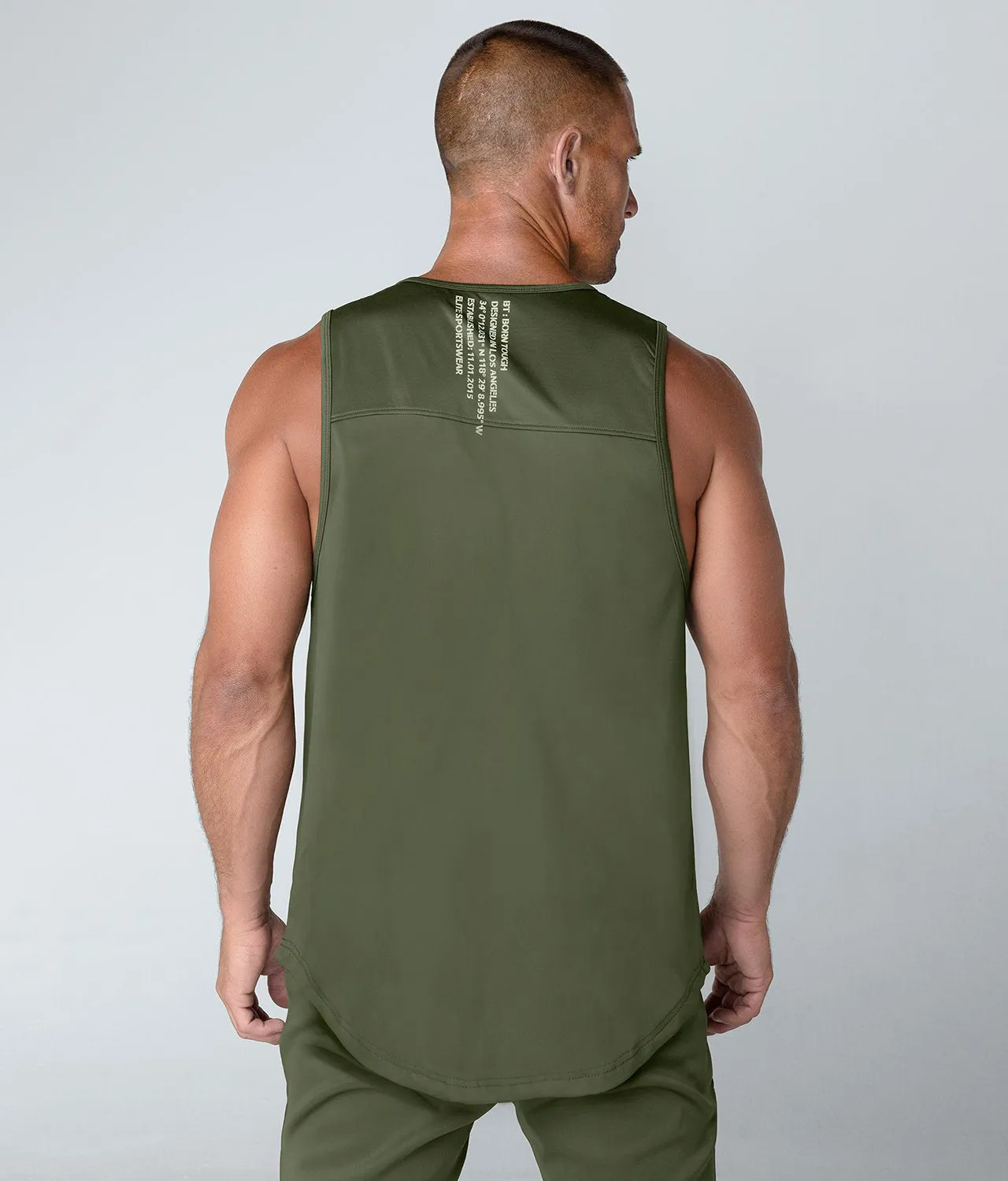 Born Tough Momentum Athletic Tank Top For Men Military Green