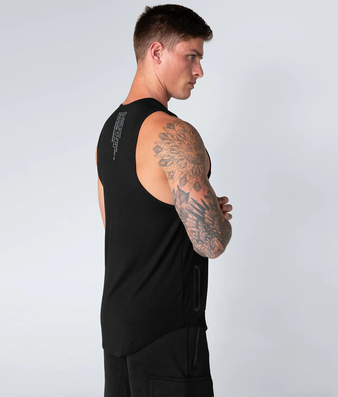 Born Tough Zippered Black Athletic Tank Top for Men