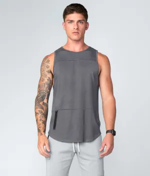 Born Tough Zippered Gray Crossfit Tank Top for Men