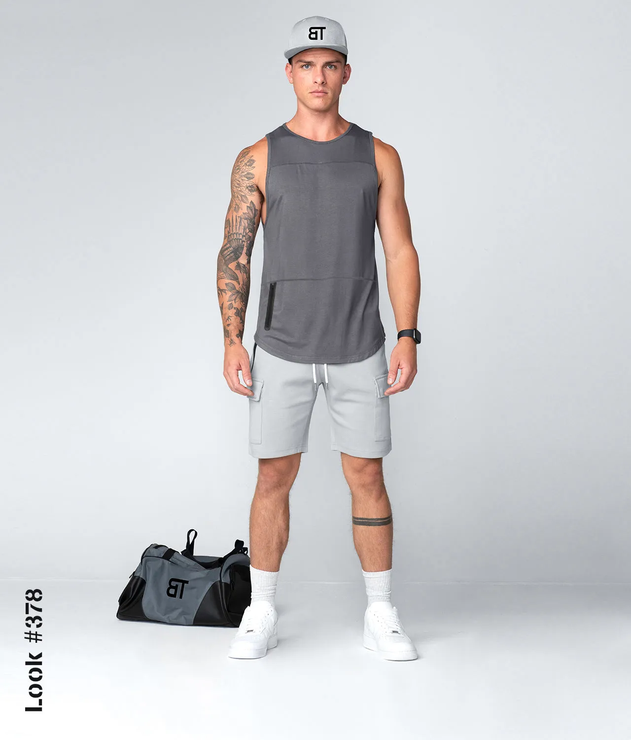 Born Tough Zippered Gray Crossfit Tank Top for Men