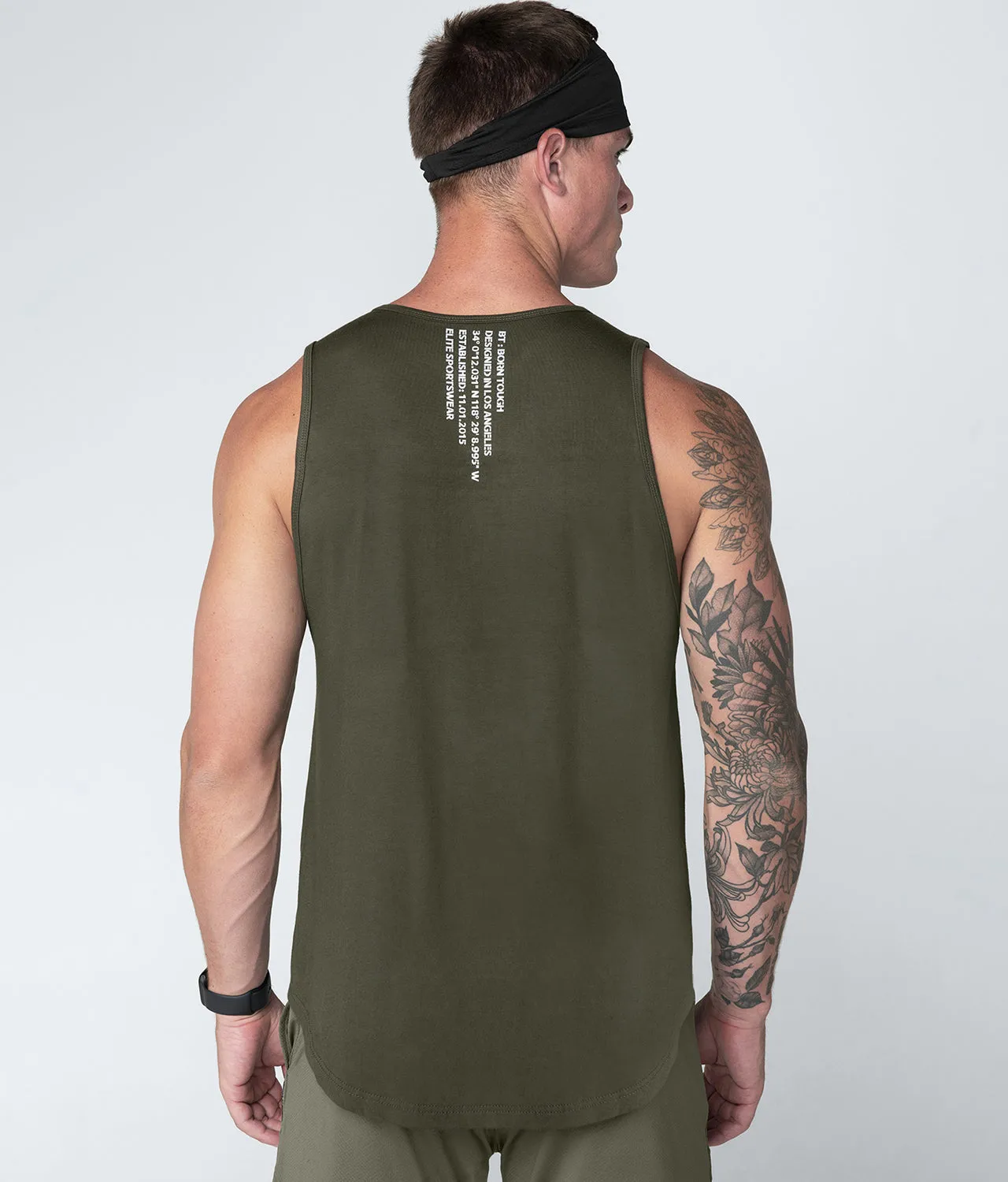 Born Tough Zippered Military Green Bodybuilding Tank Top for Men