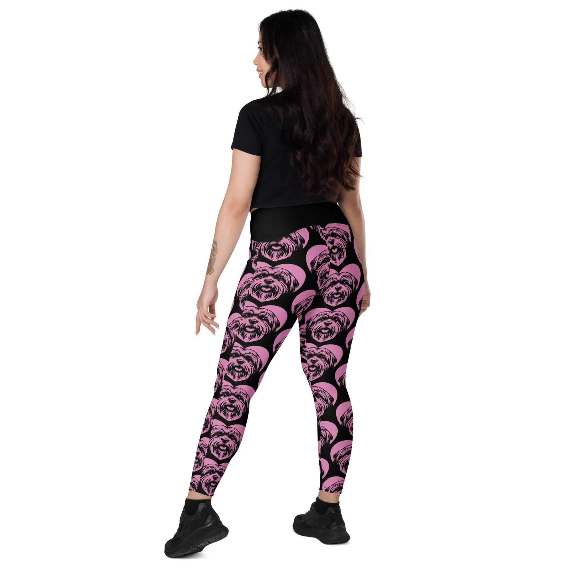 DOG BREED LEGGINGS with pockets - LHASA APSO - HERTTAHOUND - pink