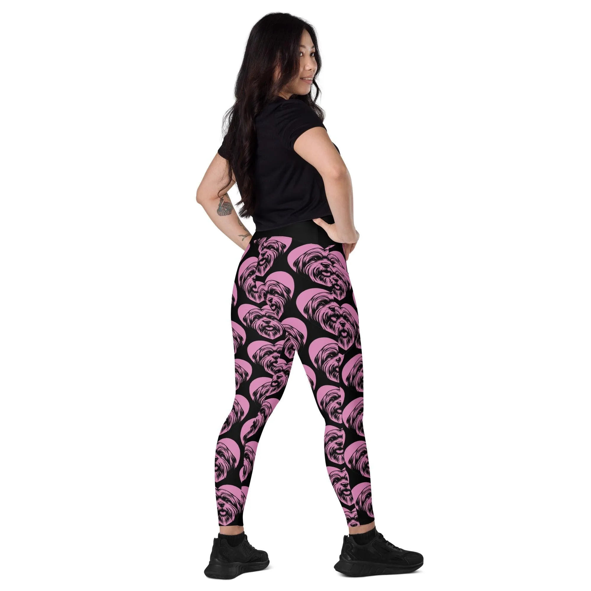 DOG BREED LEGGINGS with pockets - LHASA APSO - HERTTAHOUND - pink