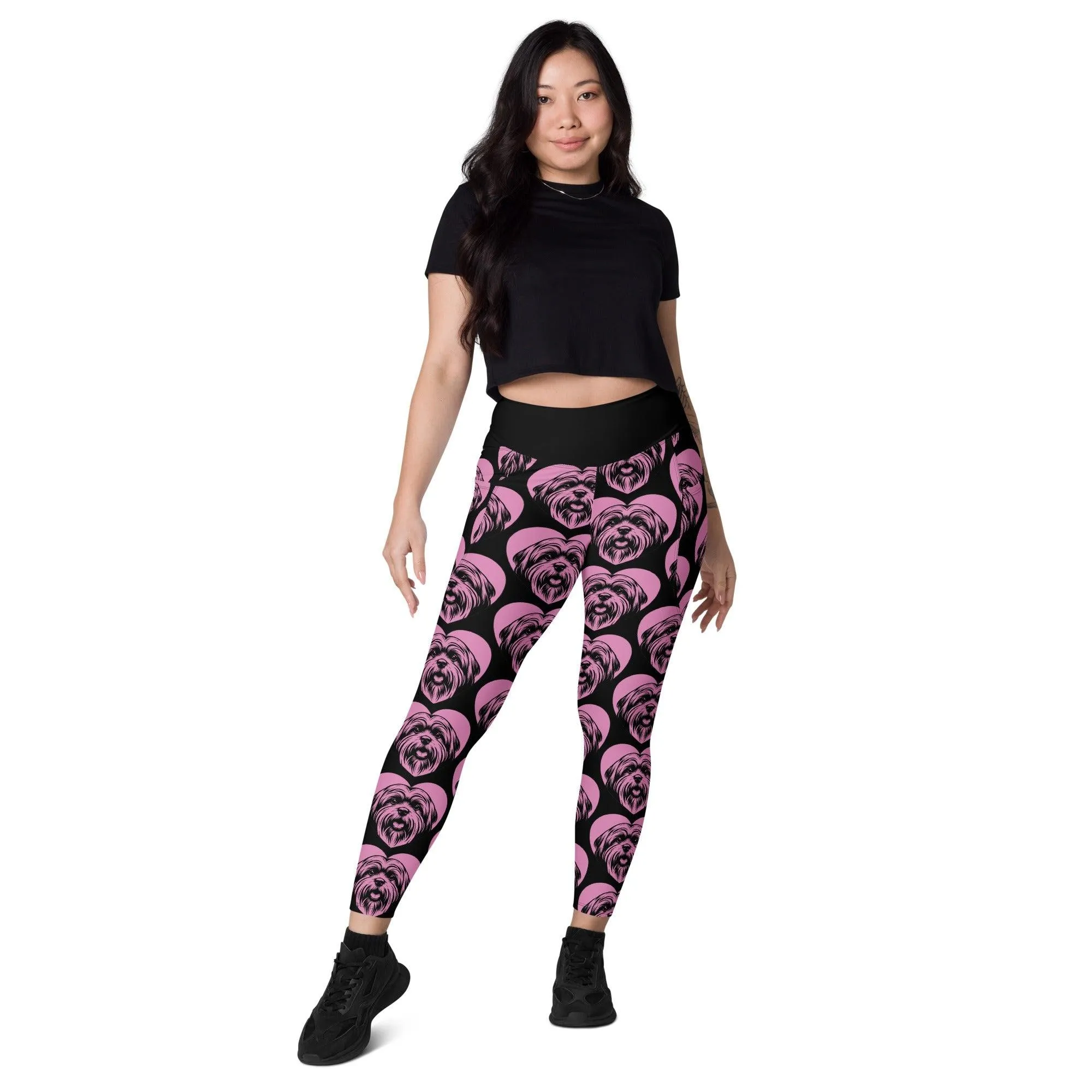 DOG BREED LEGGINGS with pockets - LHASA APSO - HERTTAHOUND - pink