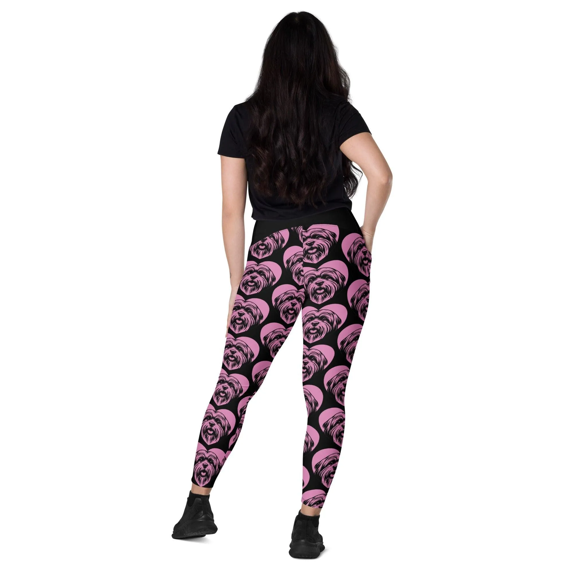 DOG BREED LEGGINGS with pockets - LHASA APSO - HERTTAHOUND - pink