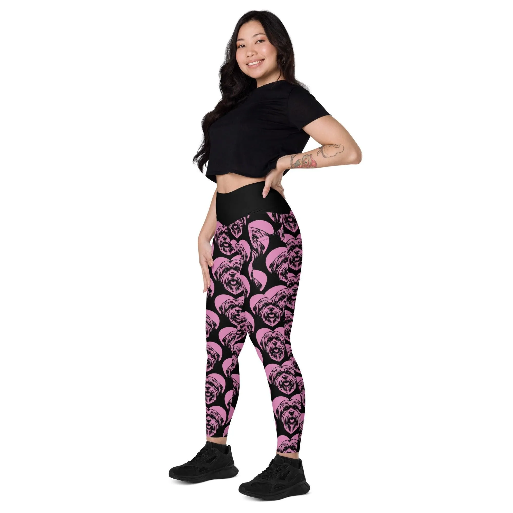 DOG BREED LEGGINGS with pockets - LHASA APSO - HERTTAHOUND - pink