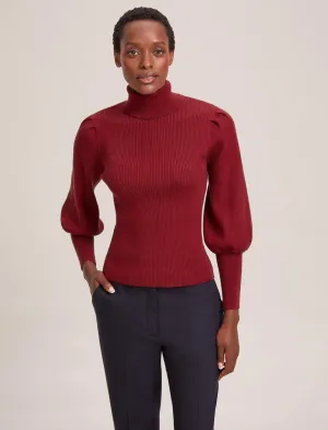 Eva Wool Roll Neck Jumper - Dark Red