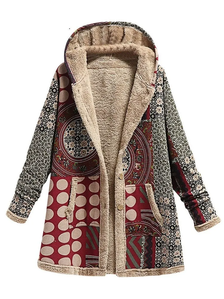 Fleece Hooded Boho Coat