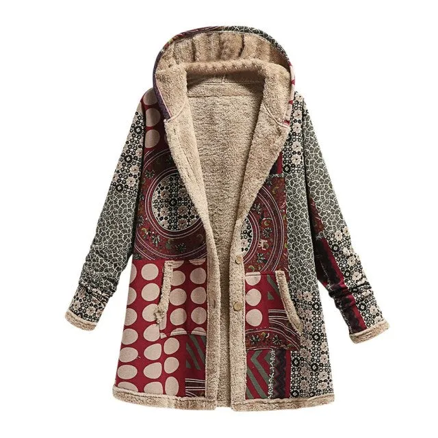 Fleece Hooded Boho Coat