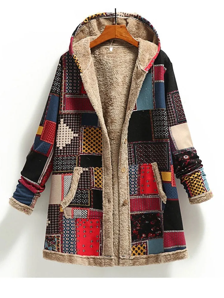 Fleece Hooded Boho Coat