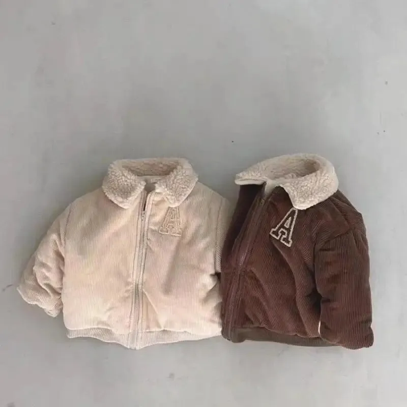 Fleece-Lined Thick Corduroy Coat