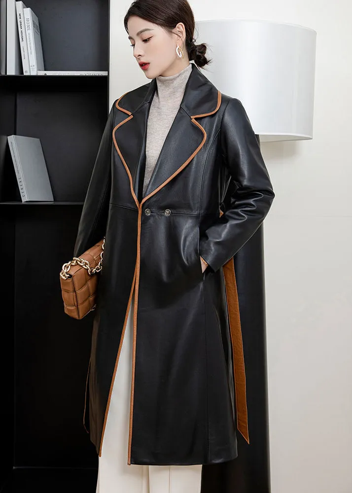 Fur Collar Genuine Leather Down Coat