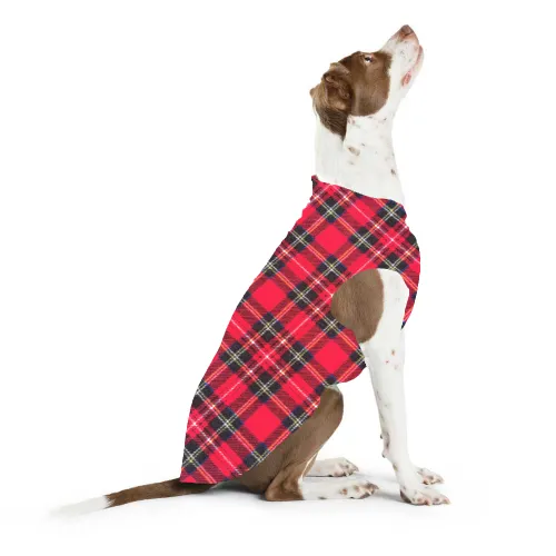 Gold Paw Stretch Fleece Dog Coat - Red Classic Plaid