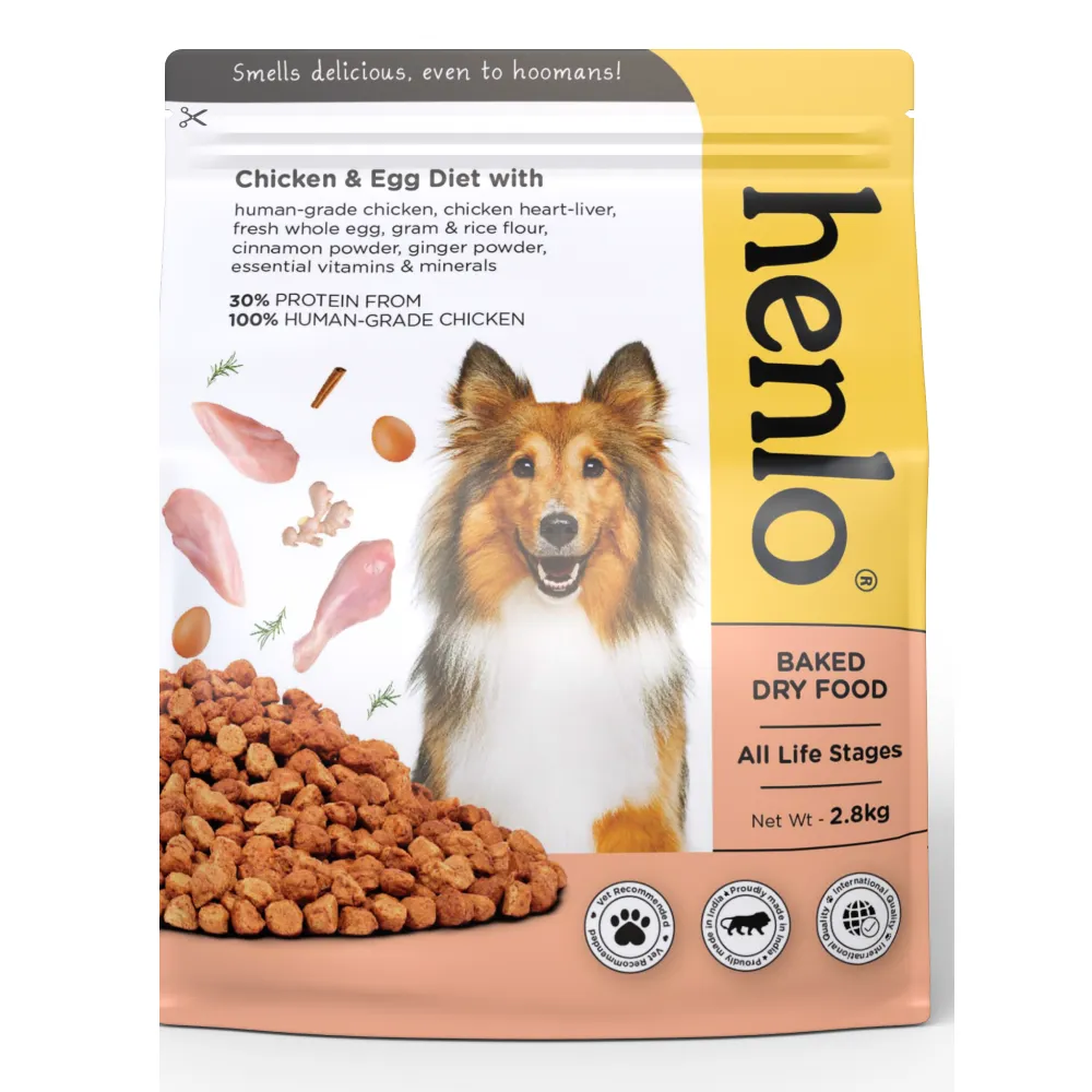 Henlo Chicken and Egg Baked Dry Food for Adult Dogs & Puppies and Pedigree Dentastix Oral Care (Large Breed) Dog Treats Combo