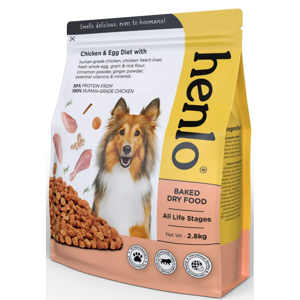 Henlo Chicken and Egg Baked Dry Food for Adult Dogs & Puppies and Pedigree Dentastix Oral Care (Large Breed) Dog Treats Combo