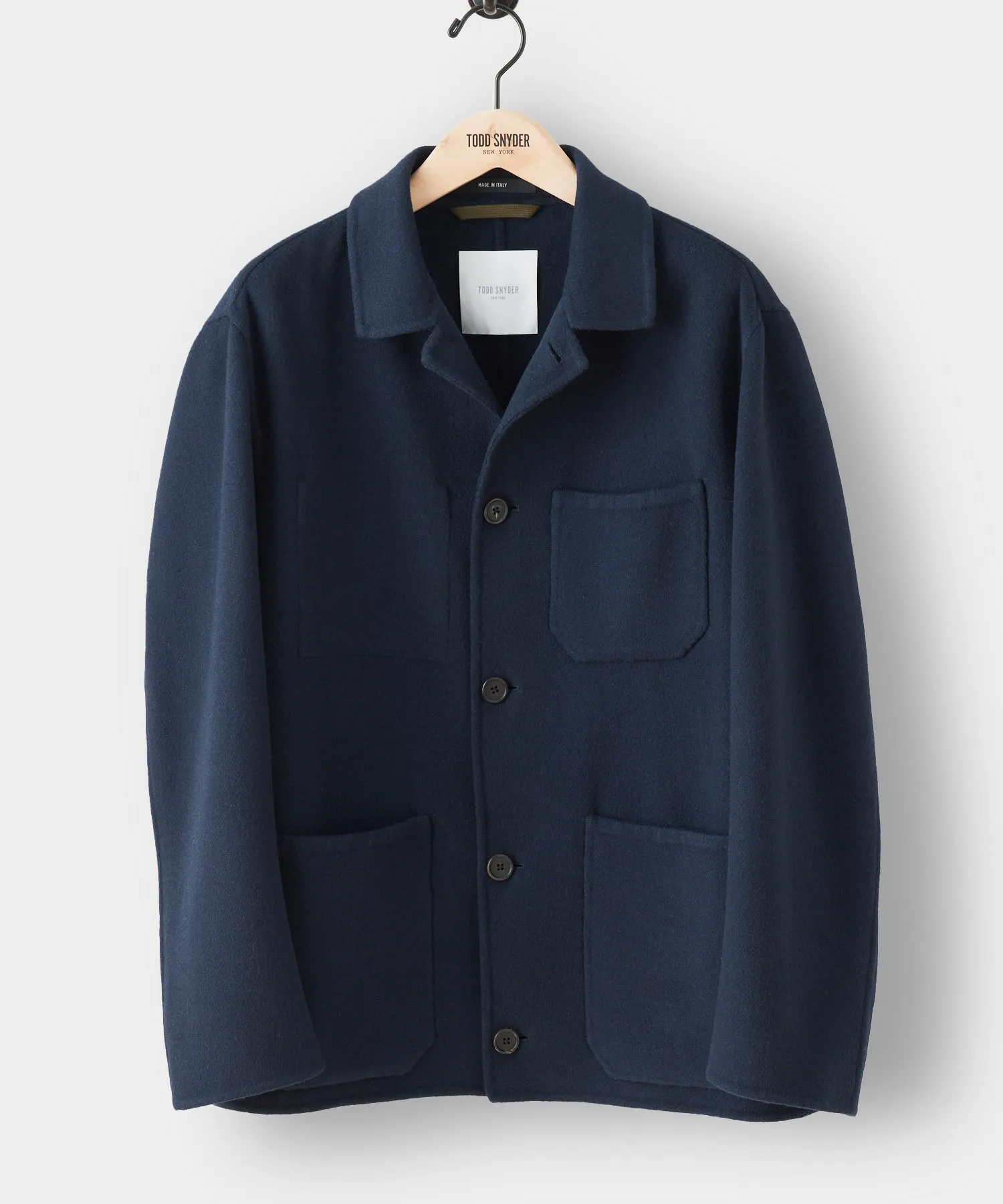 Italian Cashmere Chore Coat in Navy