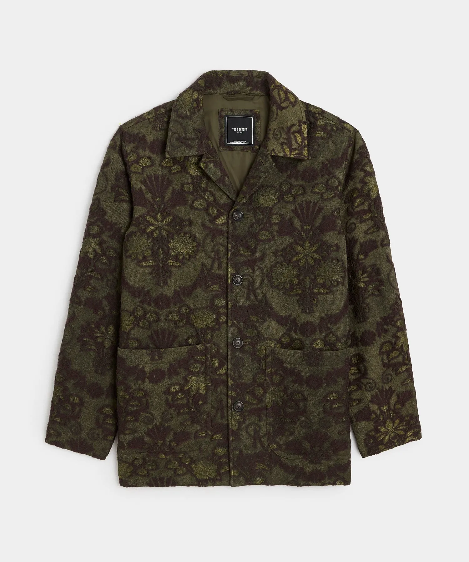 Italian Floral Chore Coat in Olive