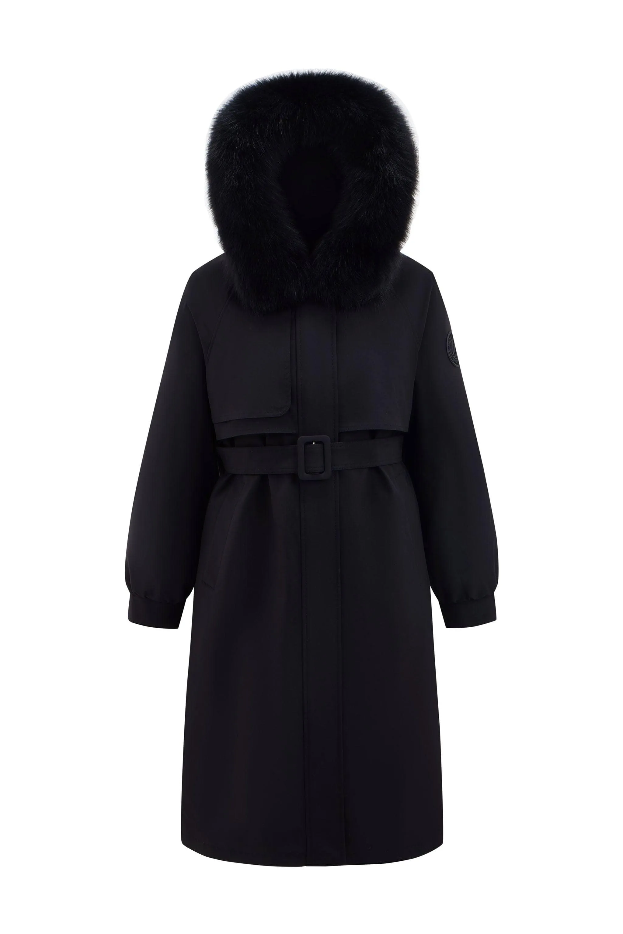 Knee Length Fox Fur Down Parka