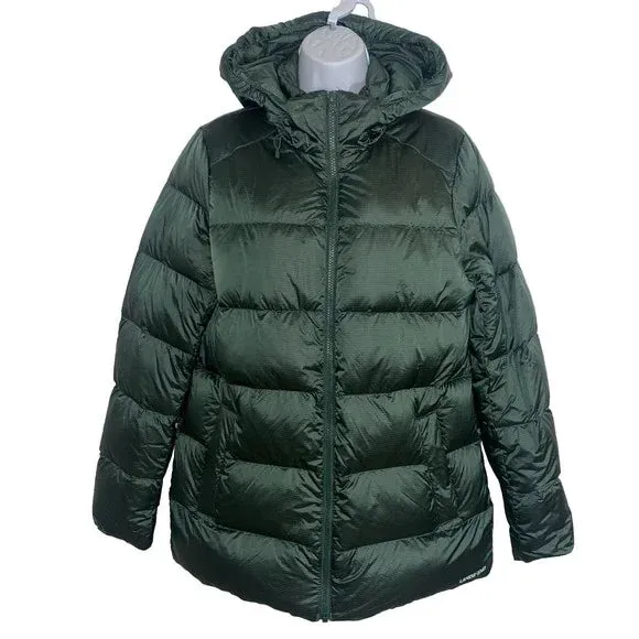 Lands' End Green Wide Channel Down Hooded Women's Jacket