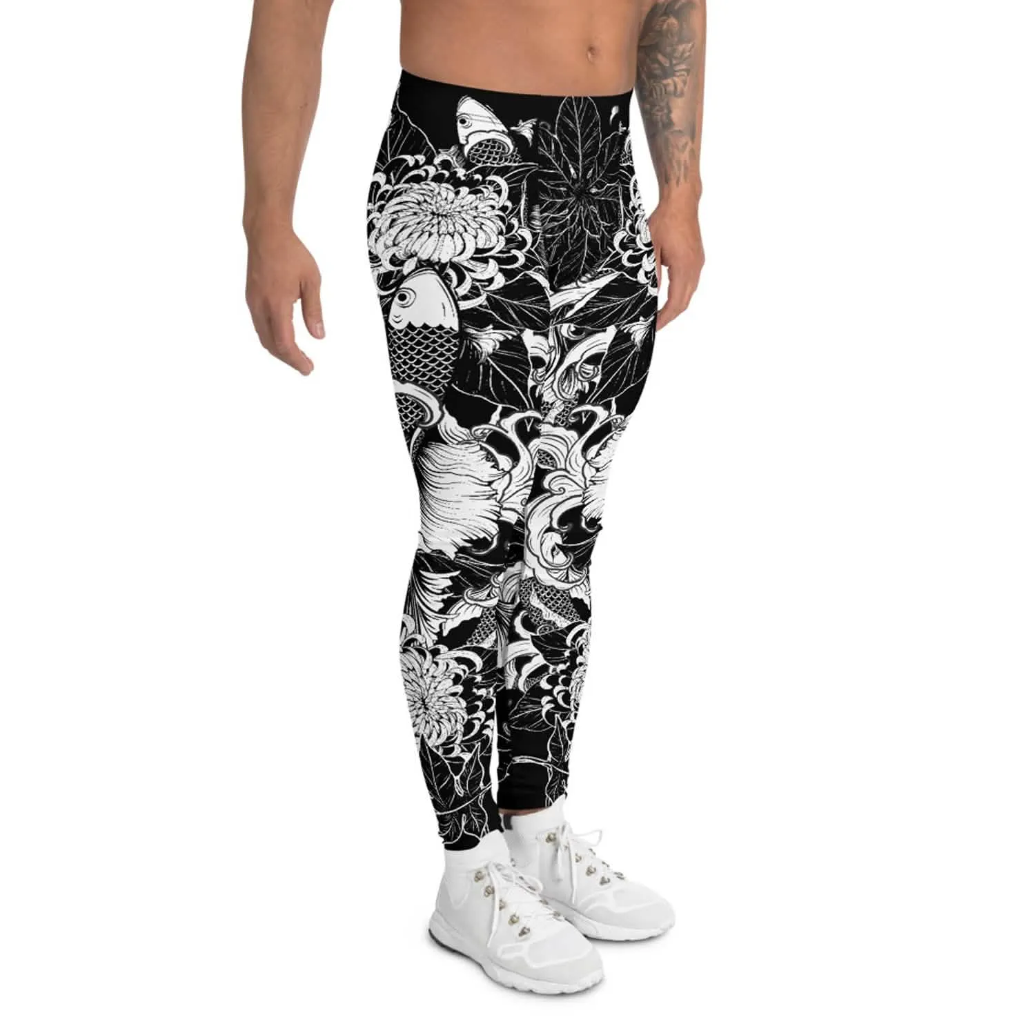 Men's Koi Fish Design Active Performance Leggings