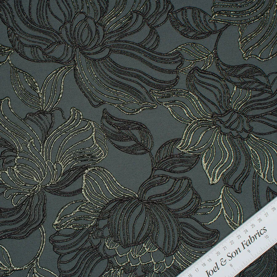 Muted Grey Green Metallic Cloqué (A 1.25m Piece)