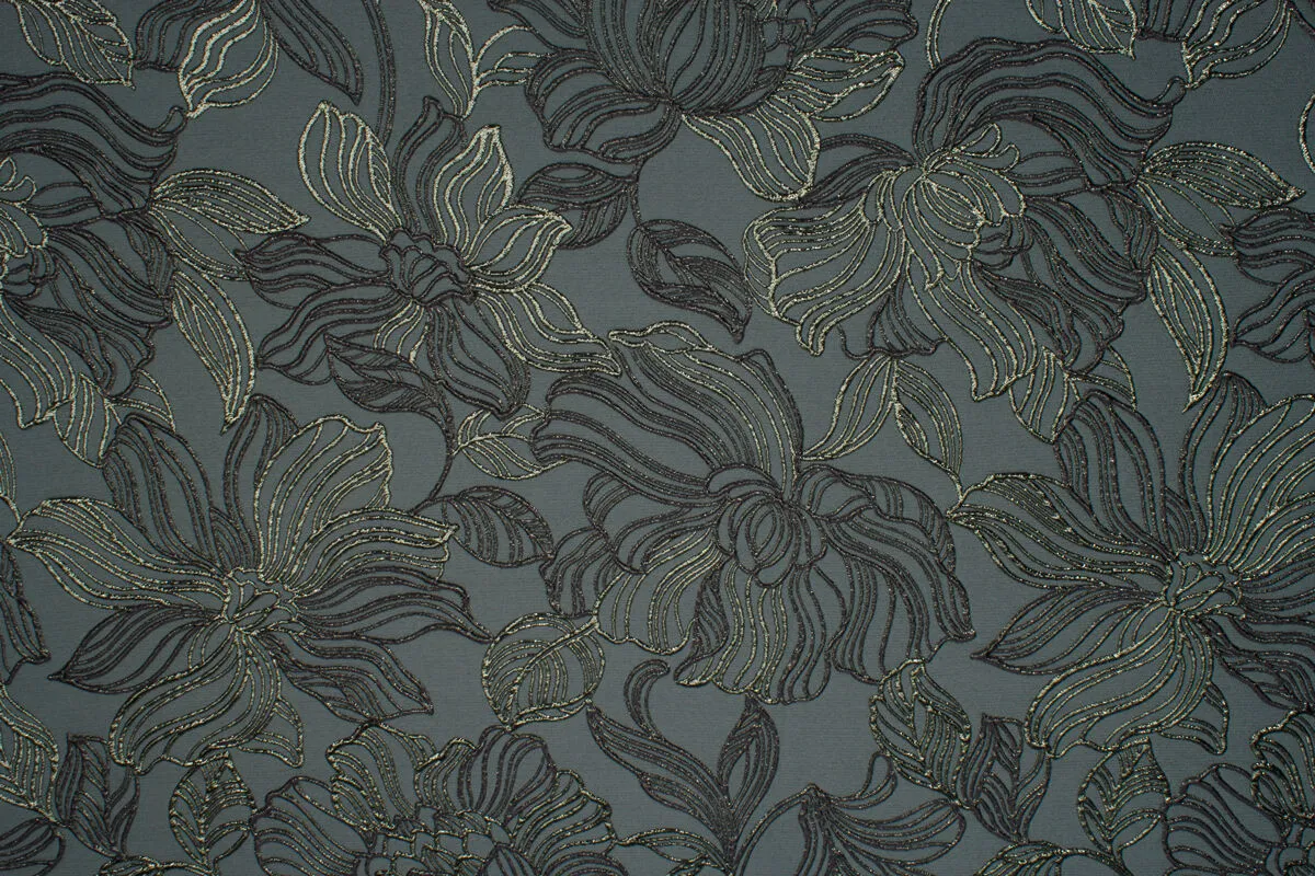 Muted Grey Green Metallic Cloqué (A 1.25m Piece)