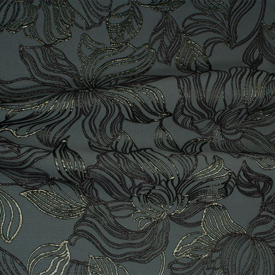 Muted Grey Green Metallic Cloqué (A 1.25m Piece)