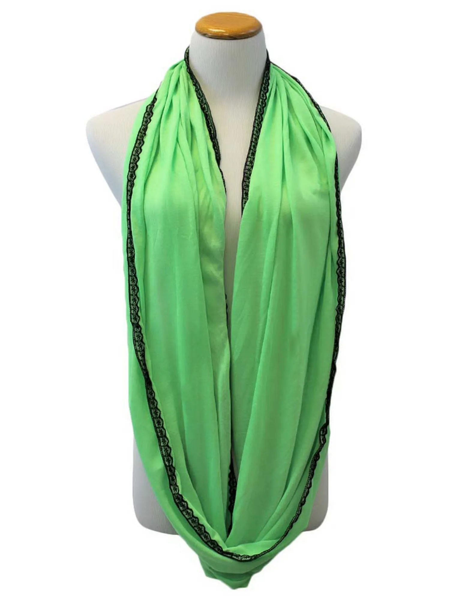 Neon Infinity Scarf With Lace Trim