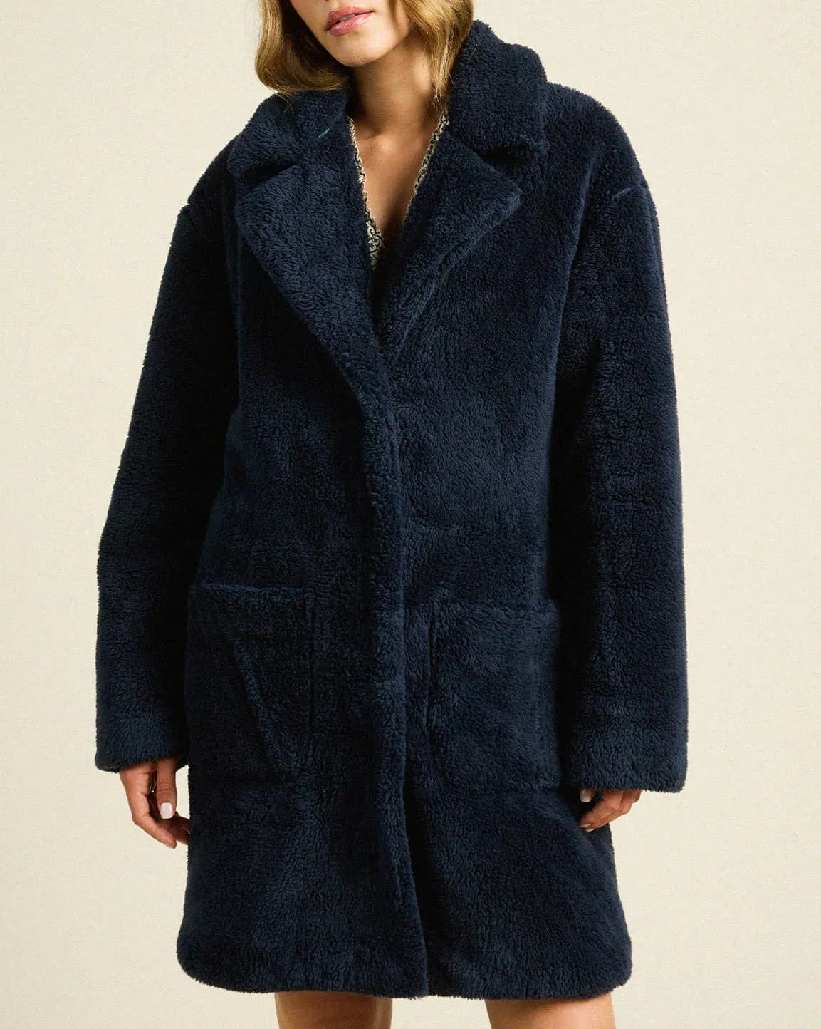 Obriana Coat Navy Fleece